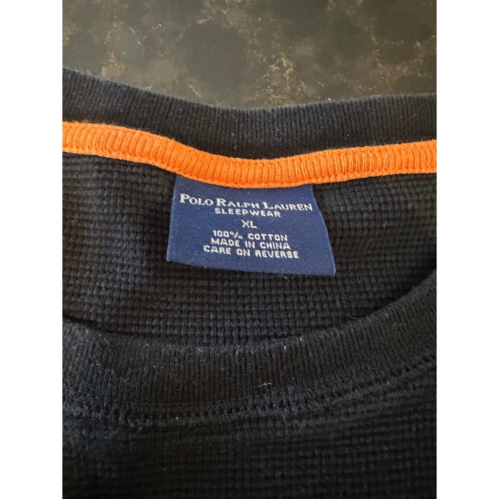 Polo Ralph Lauren Sleepwear Mens XL Black Waffle Knit Thermal Long Sleeve Shirt